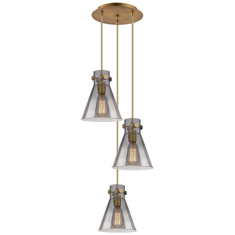 Image 1 Malone 16.63"W 6 Light Brushed Satin Nickel Multi Pendant w/ Clear Sha