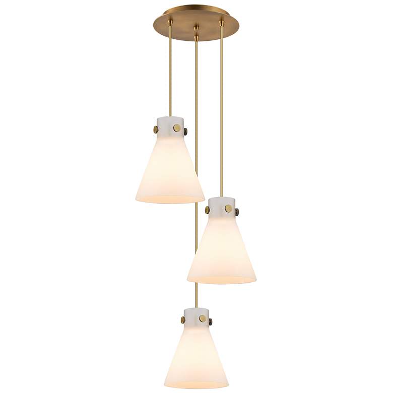 Image 1 Malone 16.63"W 6 Light Polished Nickel Multi Pendant w/ Striped Clear