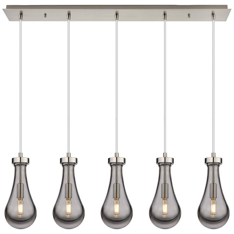 Image 1 Malone 20.13" Wide 9 Light Brushed Brass Multi Pendant With Clear Shad