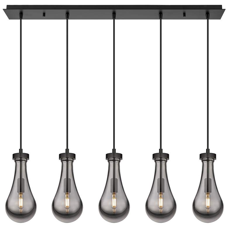 Image 1 Malone 20.13 inch Wide 9 Light Matte Black Multi Pendant w/ Striped Clear 