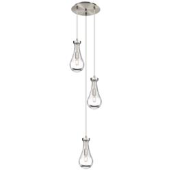 Malone 20.13&quot;W 9 Light Brushed Nickel Multi Pendant w/ Striped Clear S