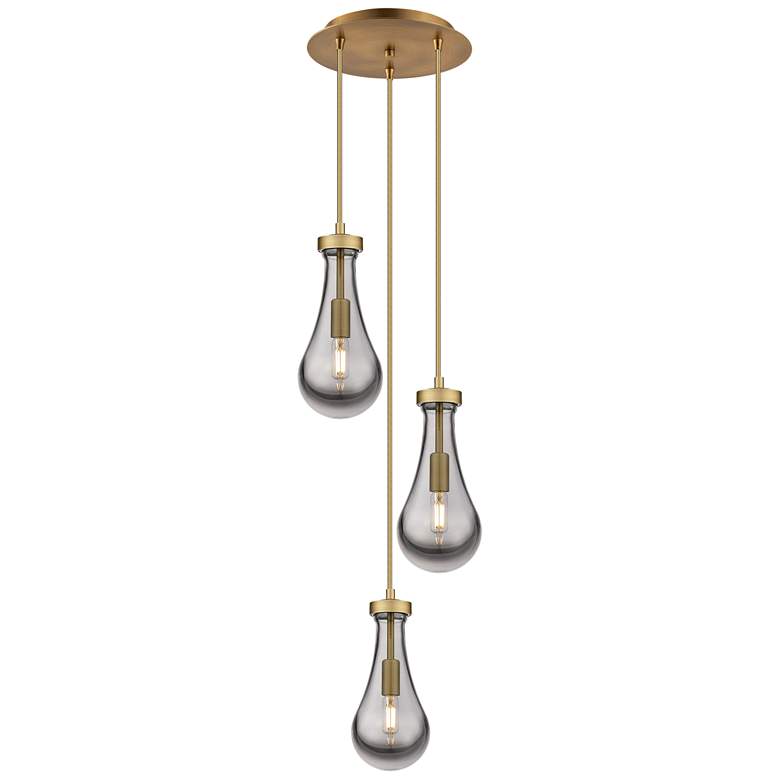Image 1 Malone 20.13"W 9 Light Brushed Satin Nickel Multi Pendant w/ Clear Sha