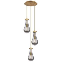 Malone 20.13"W 9 Light Brushed Satin Nickel Multi Pendant w/ Clear Sha