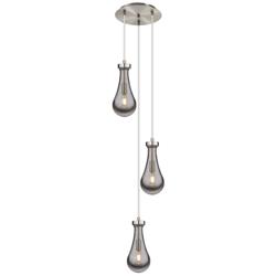Malone 20.13&quot;W 9 Light Polished Nickel Multi Pendant w/ Striped Clear
