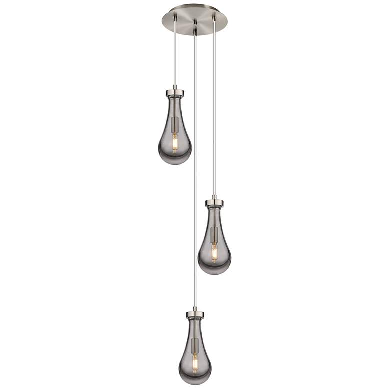 Image 1 Malone 20.13"W 9 Light Polished Nickel Multi Pendant w/ Striped Clear
