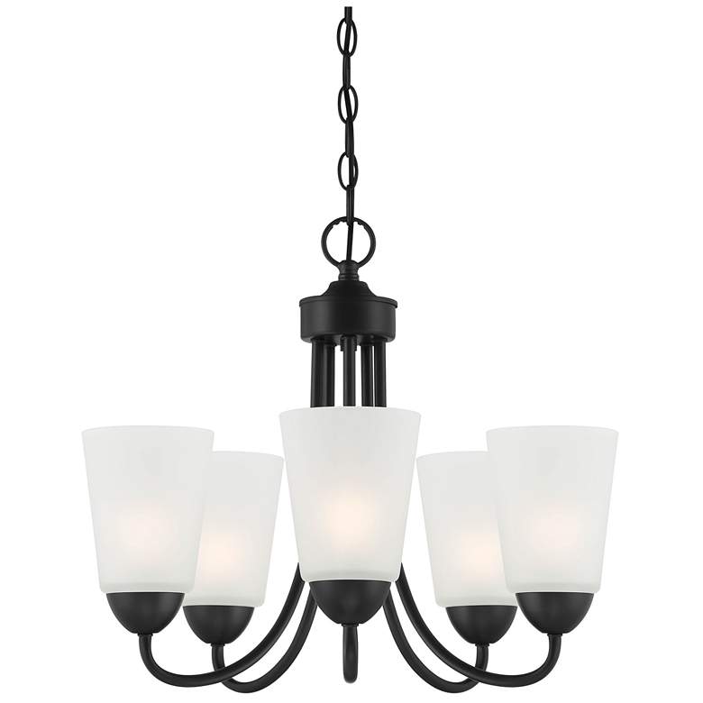 Image 1 Malone 20 inch Wide Matte Black 5 Light Chandelier