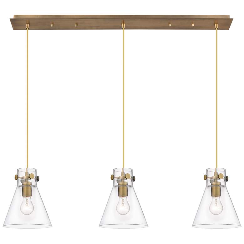 Image 1 Malone 25.25"W 12 Light Polished Nickel Multi Pendant w/ Striped Shade