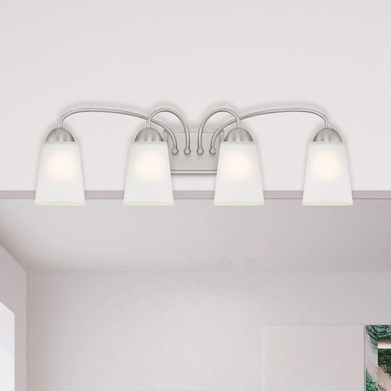 Image 1 Malone 28 3/4" Wide Brushed Nickel 4-Light Vanity Bath Light