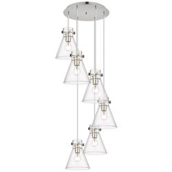 Malone 37.75"W 3 Light Polished Nickel Linear Pendant w/ Striped Shade