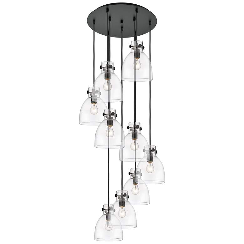 Image 1 Malone 37.75"W 5 Light Brushed Brass Linear Pendant w/ Striped Clear S