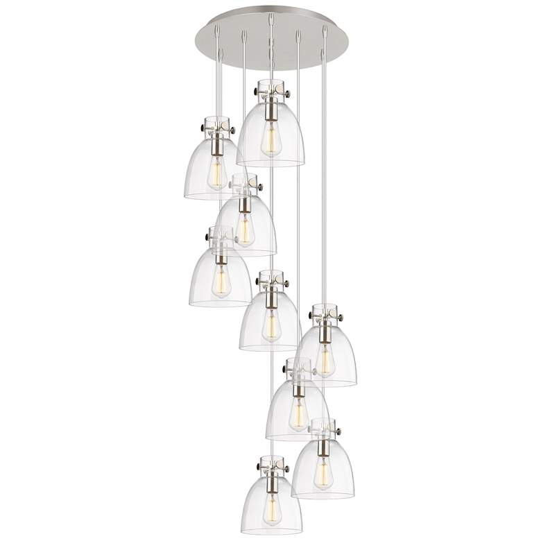 Image 1 Malone 37.75"W 5 Light Polished Nickel Linear Pendant w/ Striped Shade