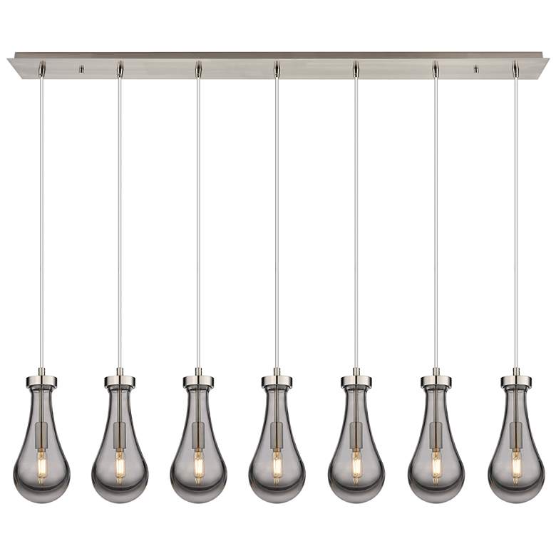 Image 1 Malone 49.75" Wide 7 Light Brushed Brass Linear Pendant With Clear Sha