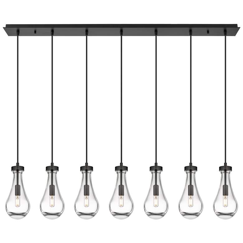 Image 1 Malone 49.75" Wide 7 Light Matte Black Linear Pendant With Clear Shade