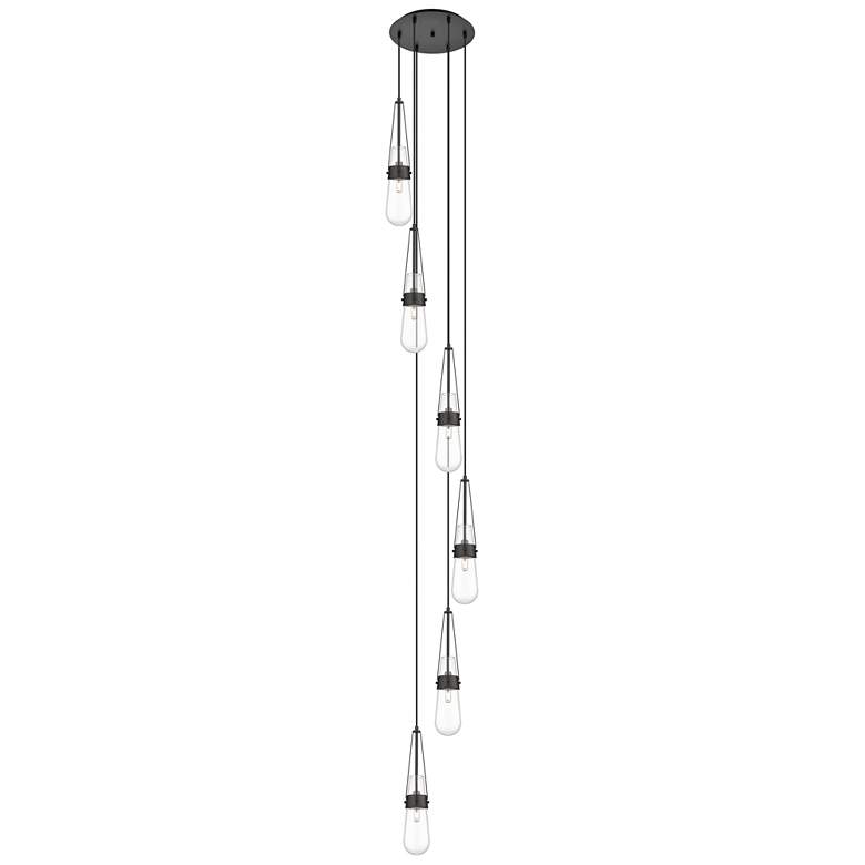 Image 1 Malone 49.75"W 4 Light Brushed Brass Linear Pendant w/ Striped Clear S