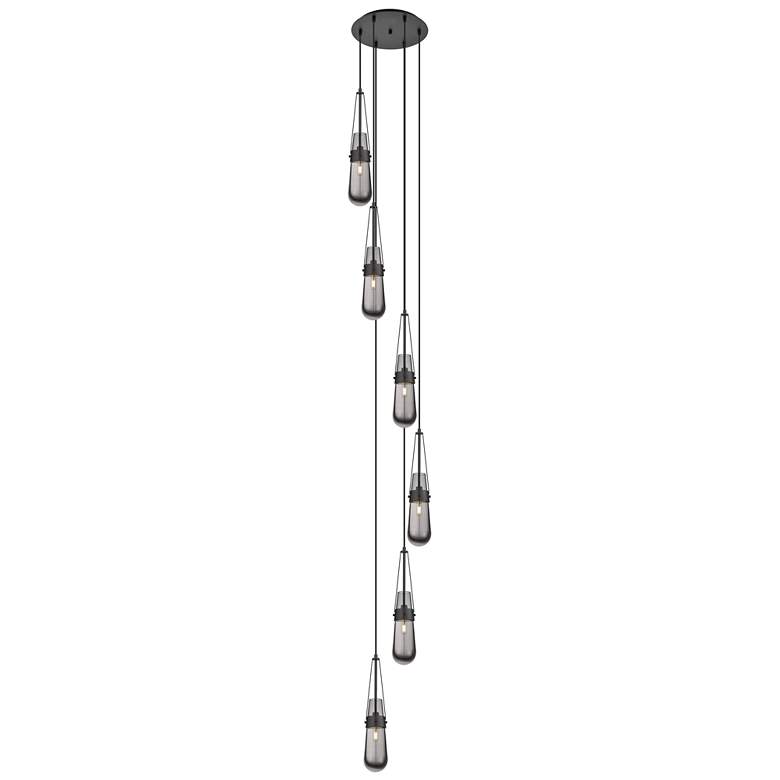Image 1 Malone 49.75"W 4 Light Brushed Satin Nickel Linear Pendant w/ Clear Sh