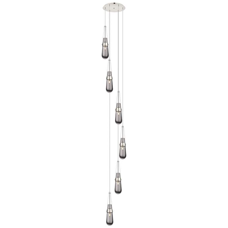 Image 1 Malone 49.75"W 4 Light Matte Black Linear Pendant w/ Striped Clear Sha