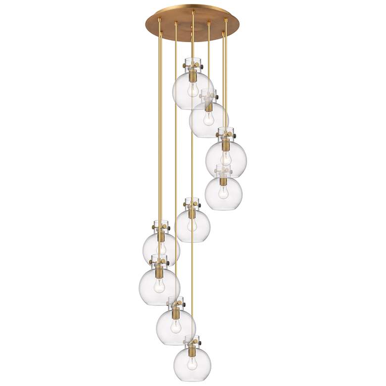 Image 1 Malone 49.75"W 4 Light Polished Nickel Linear Pendant w/ Striped Shade