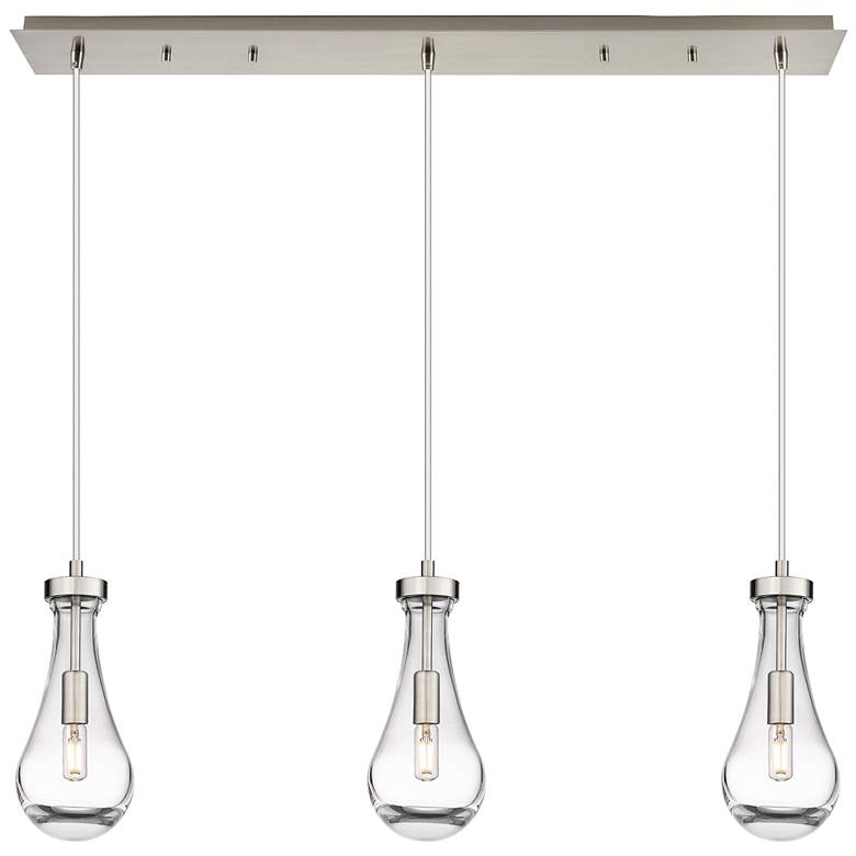 Image 1 Malone 49.75"W 7 Light Brushed Nickel Linear Pendant w/ Striped Clear