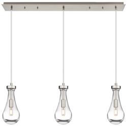 Malone 49.75"W 7 Light Brushed Nickel Linear Pendant w/ Striped Clear