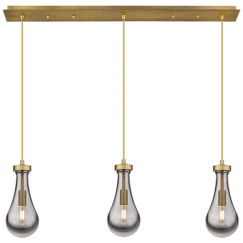 Image 1 Malone 49.75"W 7 Light Brushed Satin Nickel Linear Pendant w/ Clear Sh