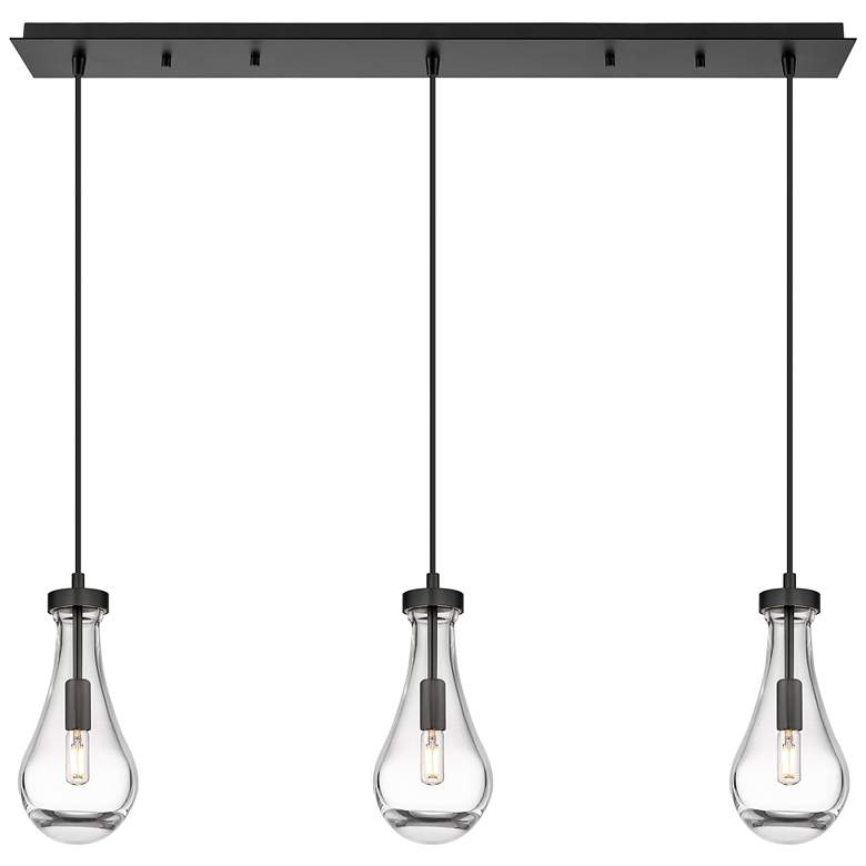 Image 1 Malone 49.75"W 7 Light Polished Nickel Linear Pendant w/ Striped Shade