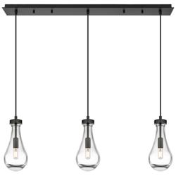 Malone 49.75&quot;W 7 Light Polished Nickel Linear Pendant w/ Striped Shade