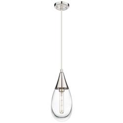 Malone 6&quot; Wide Cord Hung Polished Nickel Pendant With Clear Shade