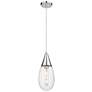 Malone 6" Wide Cord Hung Polished Nickel Pendant With Striped Clear Sh