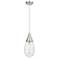 Malone 6" Wide Cord Hung Satin Nickel Pendant With Striped Clear Shade
