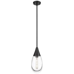 Malone 6" Wide Matte Black Teardrop Mini Pendant