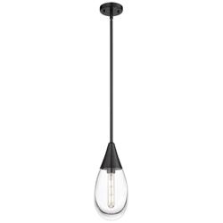 Malone 6&quot; Wide Stem Hung Matte Black Pendant With Clear Shade