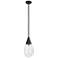 Malone 6" Wide Stem Hung Matte Black Pendant With Striped Clear Shade