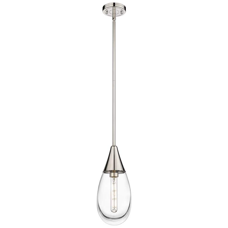 Image 1 Malone 6" Wide Stem Hung Polished Nickel Pendant With Clear Shade