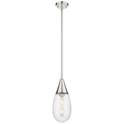 Malone 6&quot; Wide Stem Hung Polished Nickel Pendant With Striped Clear Sh