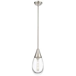 Malone 6&quot; Wide Stem Hung Satin Nickel Pendant With Clear Shade