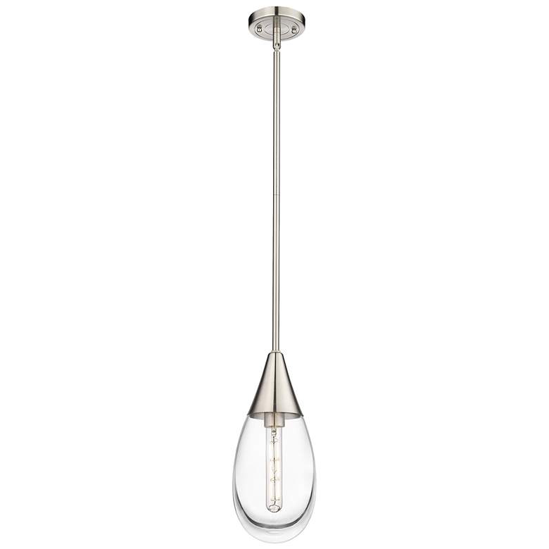 Image 1 Malone 6" Wide Stem Hung Satin Nickel Pendant With Clear Shade