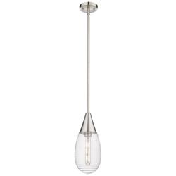 Malone 6&quot; Wide Stem Hung Satin Nickel Pendant With Striped Clear Shade