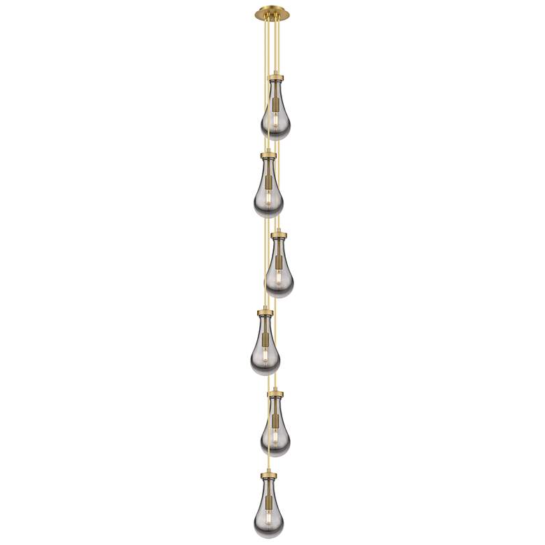 Image 1 Malone 7.13" Wide 6 Light Brushed Satin Nickel Multi Pendant w/ Clear