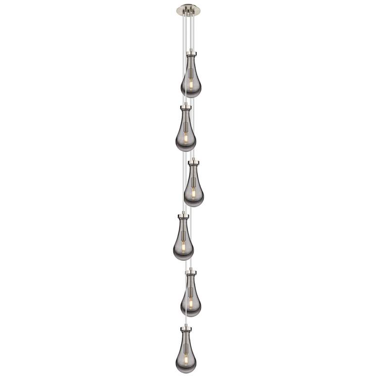 Image 1 Malone 7.13" Wide 6 Light Matte Black Multi Pendant w/ Striped Clear S