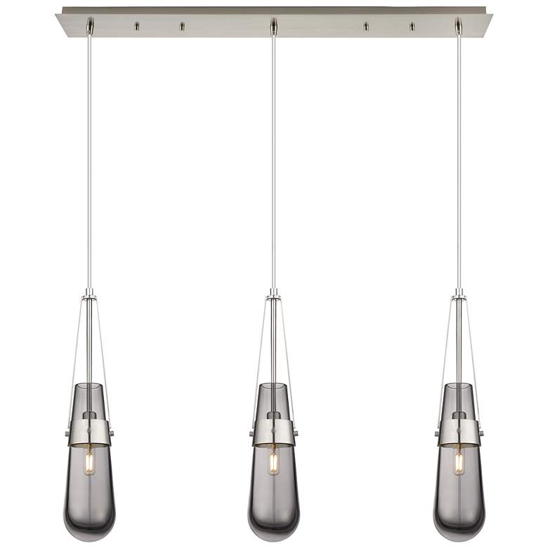 Image 1 Malone 8" Wide 3 Light Brushed Brass Multi Pendant With Clear Shade