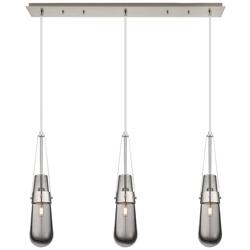 Malone 8" Wide 3 Light Brushed Brass Multi Pendant With Clear Shade