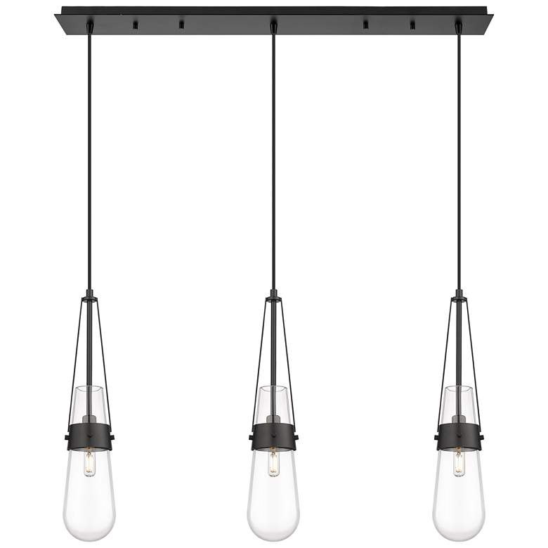 Image 1 Malone 8" Wide 3 Light Brushed Brass Multi Pendant With Striped Clear