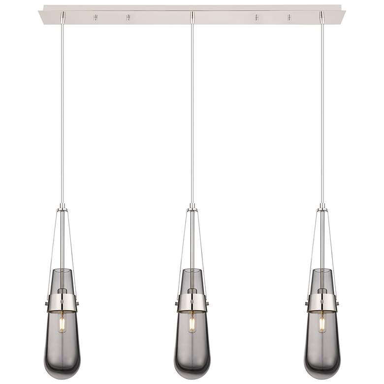 Image 1 Malone 8" Wide 3 Light Matte Black Multi Pendant With Striped Clear Sh