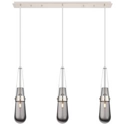Malone 8" Wide 3 Light Matte Black Multi Pendant With Striped Clear Sh