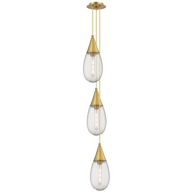 Image 1 Malone 8" Wide 3 Light Polished Nickel Multi Pendant w/ Striped Clear