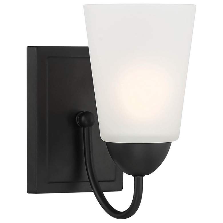 Image 1 Malone 9.25" High 1-Light Matte Black Transitional Wall Sconce