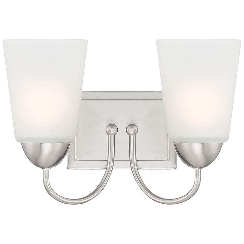 Image 2 Malone 9 1/4" High Brushed Nickel Metal 2-Light Wall Sconce