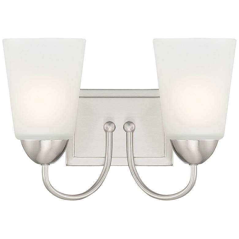 Image 2 Malone 9 1/4 inch High Brushed Nickel Metal 2-Light Wall Sconce