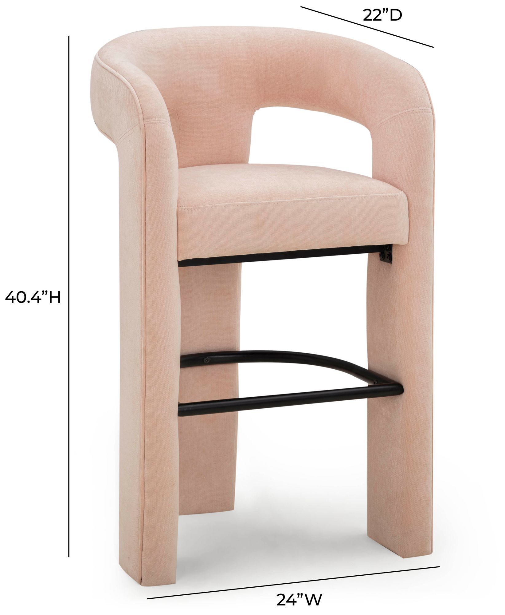 Image 5 Malone Blush Perfomance Fabric Bar Stool more views