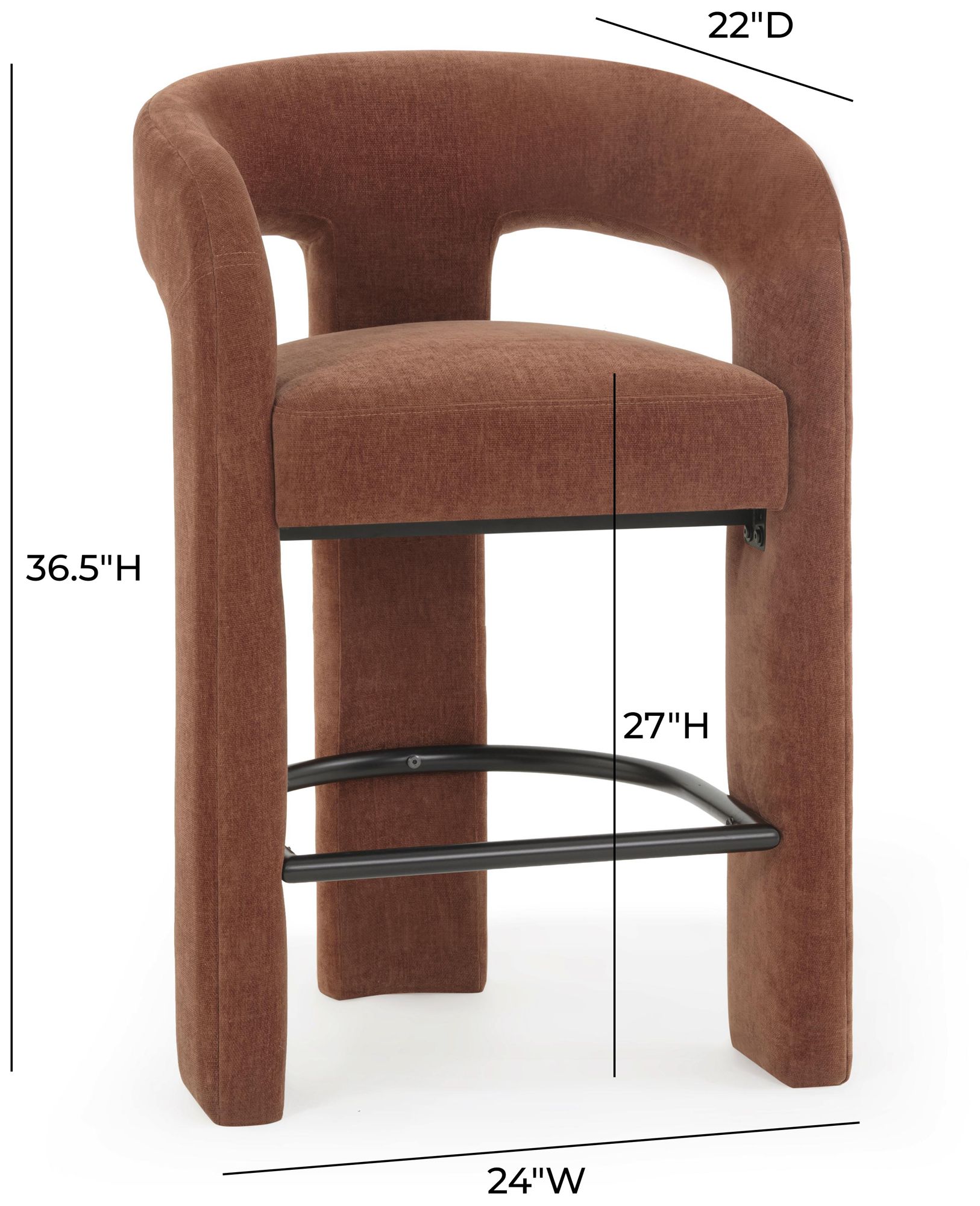 Malone Rust Red Performance Chenille Stool